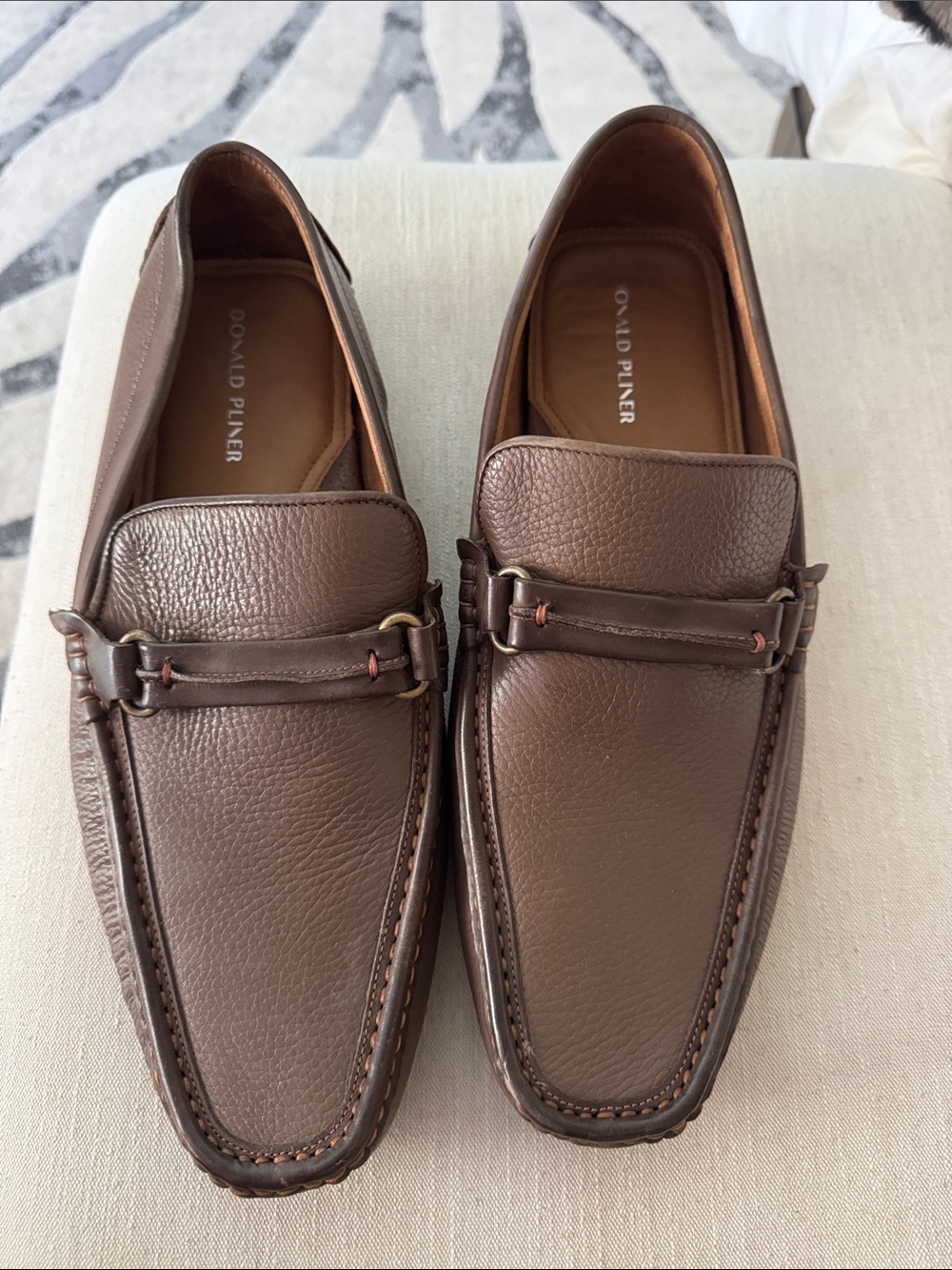 Donald J. Pliner Men's Chocolate Brown Leather Slip-On Bit Loafers